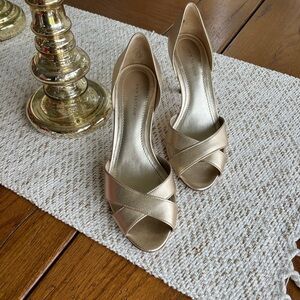 Ann Taylor Gold Crisscross Heels